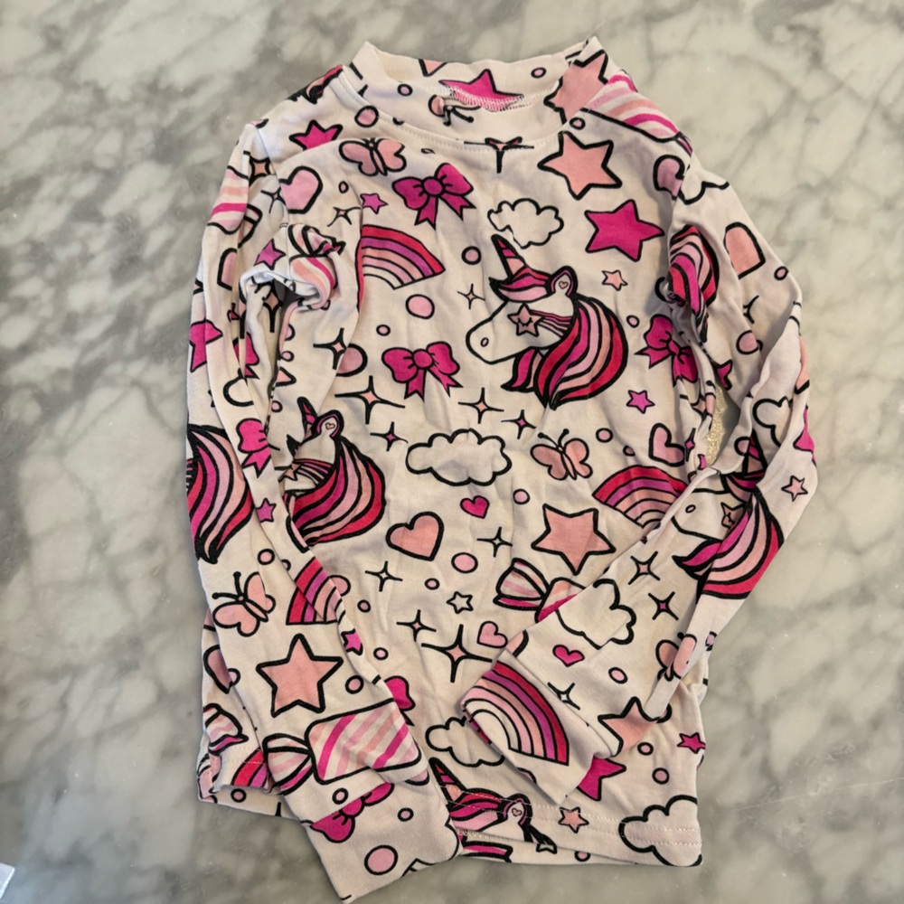 Adorable Pink Unicorn and Rainbow Kids Pajama Set